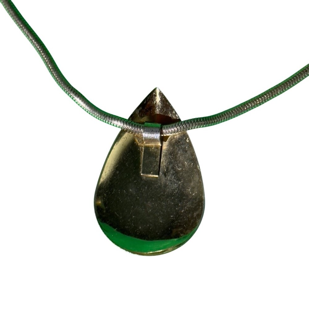 Gold- tone Teardrop Pendant Necklace With Snake Chain - Picture 3 of 4